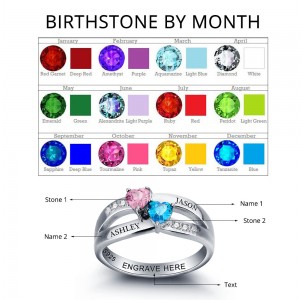 Birthstone Ring, Sterling Silver Personalized Engravable Ring JEWJORI102000